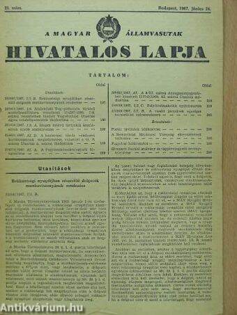 A Magyar Államvasutak Hivatalos Lapja 1967. június 24.