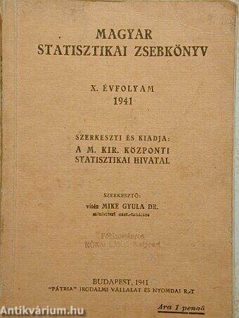 Magyar statisztikai zsebkönyv 1941.