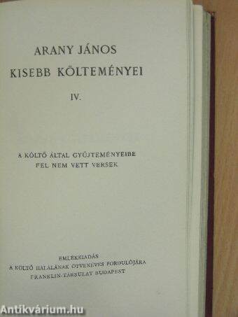 Arany János kisebb költeményei III-IV.