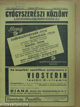 Gyógyszerészi Közlöny 1933. január 1.