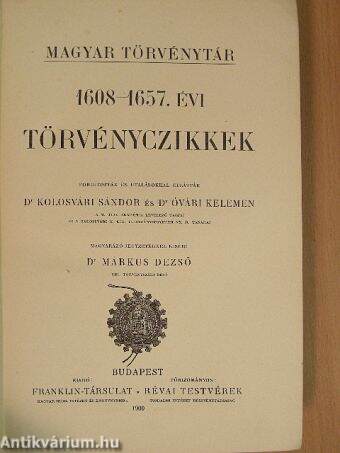 1608-1657. évi törvényczikkek