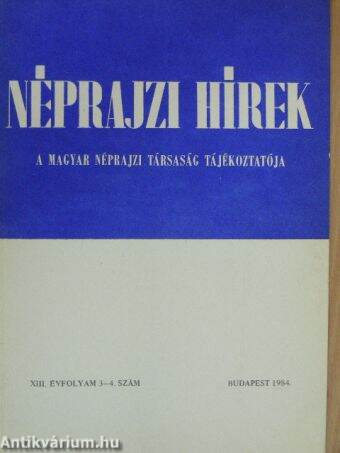 Néprajzi Hírek 1984/3-4.