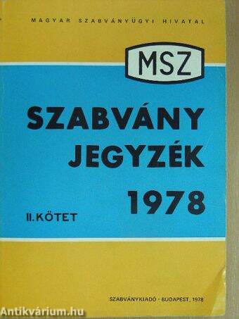 MSZ szabványjegyzék 1978 II. (töredék)