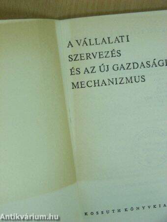 A vállalati szervezés és az új gazdasági mechanizmus