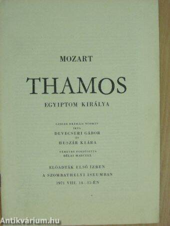 Mozart: Thamos, Egyiptom királya