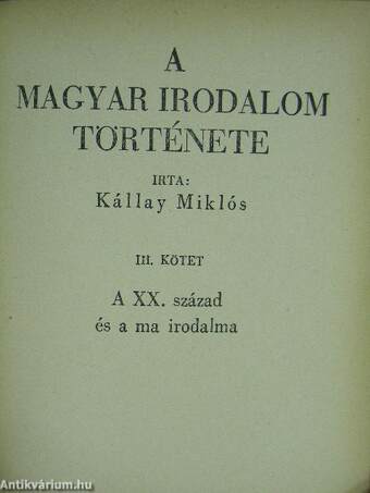 A magyar irodalom története I-III.