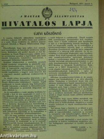 A Magyar Államvasutak Hivatalos Lapja 1975. január-december