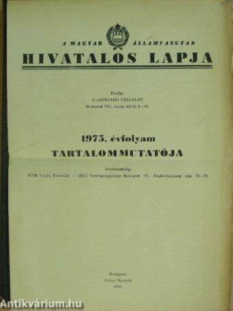 A Magyar Államvasutak Hivatalos Lapja 1975. január-december