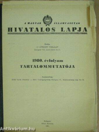 A Magyar Államvasutak Hivatalos Lapja 1980. január-december