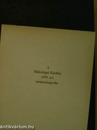 Hidrológiai Közlöny 1976. január-december