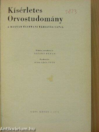 Kísérletes orvostudomány 1974. január-december