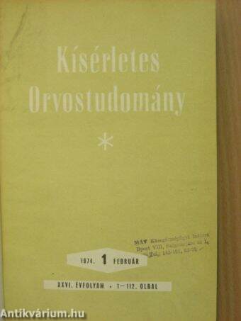 Kísérletes orvostudomány 1974. január-december