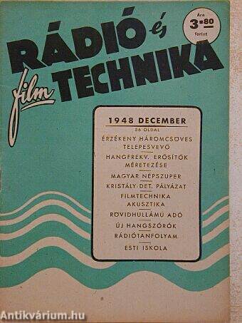 Rádió és filmtechnika 1948. december