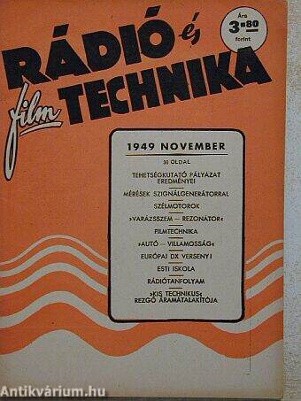 Rádió és filmtechnika 1949. november