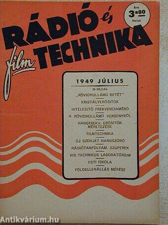 Rádió és filmtechnika 1949. július