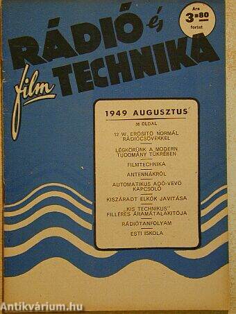 Rádió és filmtechnika 1949. augusztus