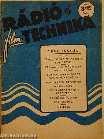 Rádió és filmtechnika 1949. január