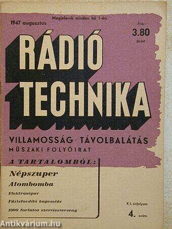 Rádió Technika 1947. augusztus