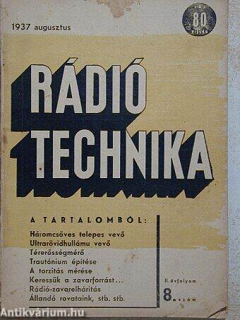 Rádió Technika 1937. augusztus