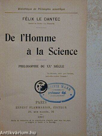 De l'Homme á la Science