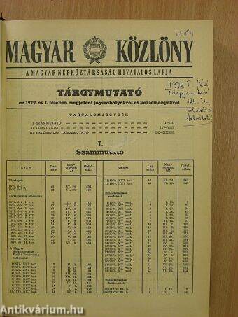 Magyar Közlöny 1979. január-december I-II.