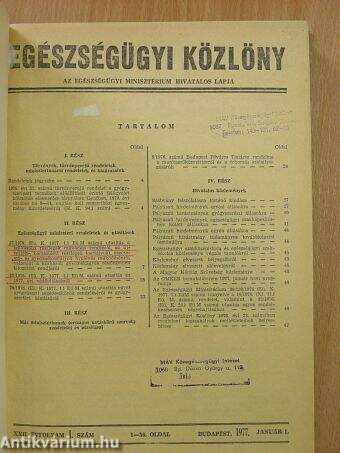 Egészségügyi Közlöny 1977. január-december I-II.