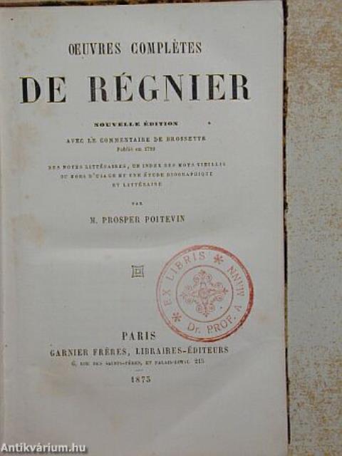 Oeuvres complétes de Régnier