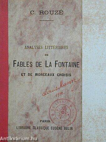 Analyses Littéraires de fables de La Fontaine et de morceaux choisis