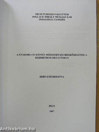 A gyakorlati képzés módszertani megközelítése a kozmetikus oktatásban