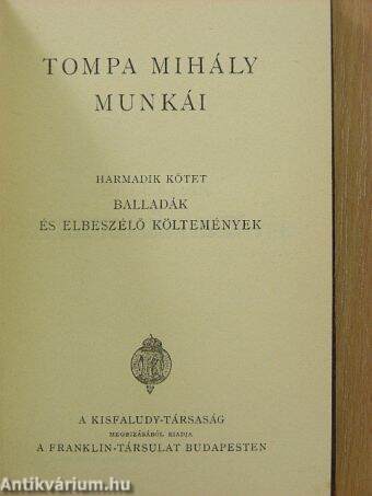 Tompa Mihály munkái III.