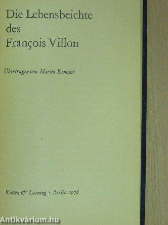 Die lebensbeichte des Francis Villon
