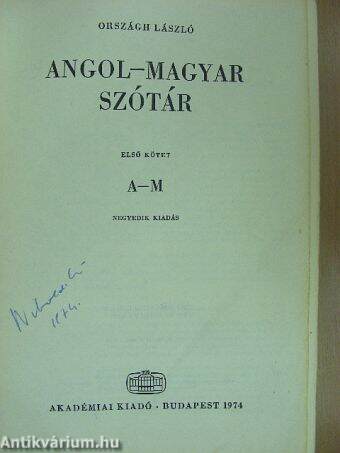 Angol-magyar szótár I-II.