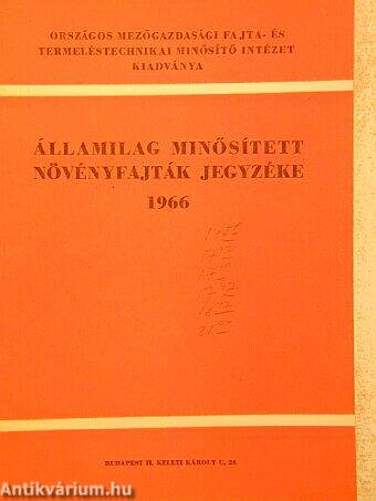 Államilag minősített növényfajták jegyzéke 1966