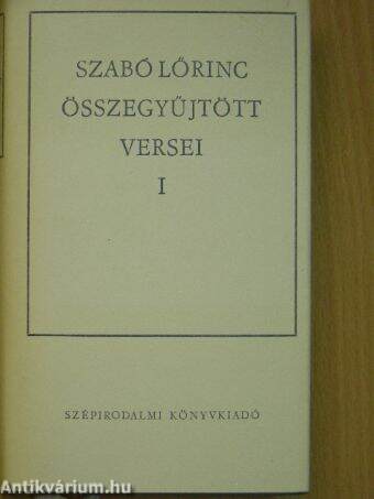 Szabó Lőrinc összegyűjtött versei I-II.