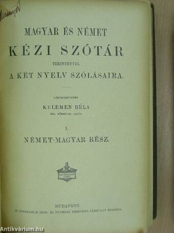 Magyar és német kézi-szótár I-II.