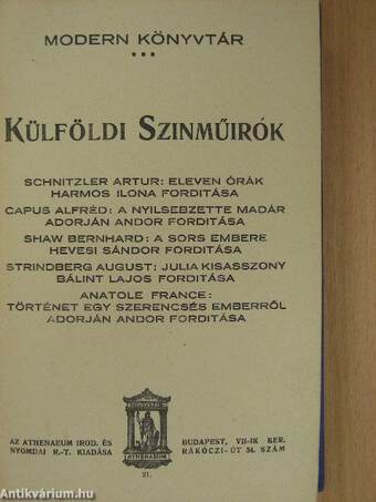 Külföldi Szinműirók V.