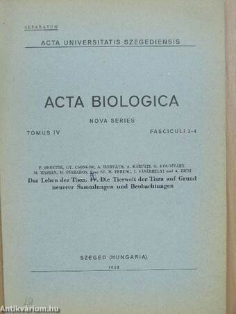 Acta Biologica Tomus IV. Fasciculi 3-4.