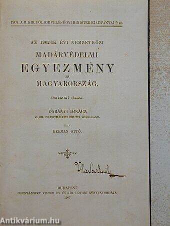 Az 1902-ik évi nemzetközi madárvédelmi egyezmény és Magyarország