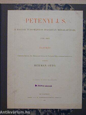 Petényi J. S. a Magyar Tudományos madártan megalapítója 1799-1855