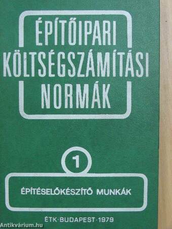 Építőipari költségszámítási normák 1.