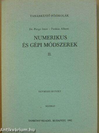 Numerikus és gépi módszerek II.