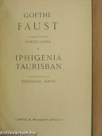 Faust/Iphigenia Taurisban