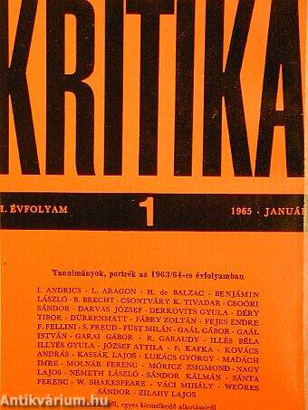 Kritika 1965. (nem teljes évfolyam)