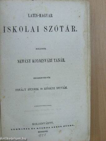 Latin-magyar iskolai szótár I.