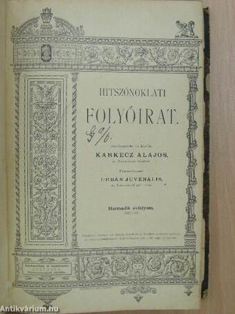 Hitszónoklati folyóirat 1891-92.