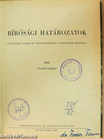 Bírósági határozatok 1962