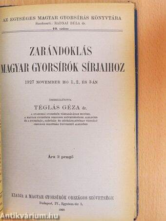 "5 füzet Az Egységes Magyar Gyorsírás Könyvtára sorozatból (nem teljes sorozat)"