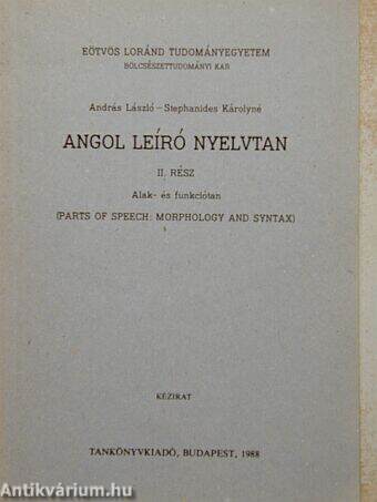 Angol leíró nyelvtan II.