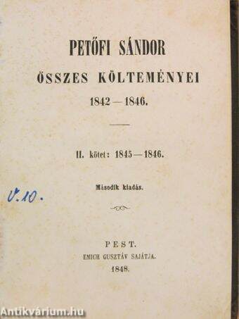 Petőfi Sándor összes költeményei 1842-1846. II. (töredék)