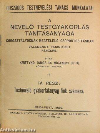 Országos Testnevelési Tanács munkálatai IV.